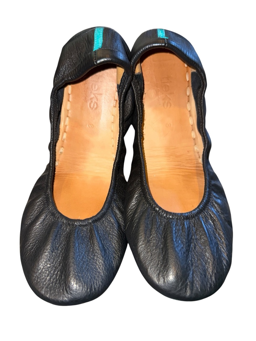 Tieks Matte Black Leather Ballet Flats Women’s Size 8 Foldable Travel Shoes